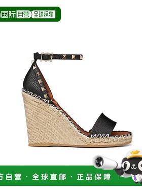 香港直邮VALENTINO Rockstud草编坡跟凉鞋 Women crov
