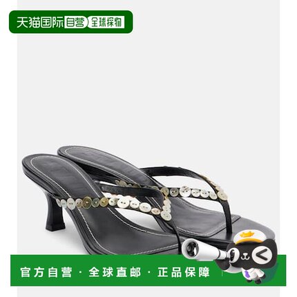 1h可退 香港直邮Staud 女士 Freja 皮质人字拖 black黑色 舒适时