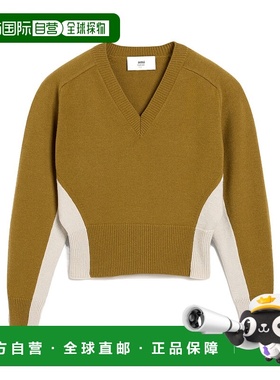1h可退 香港直邮Ami Paris 羊毛针织双色 V 领毛衣 FKS277KN0077.