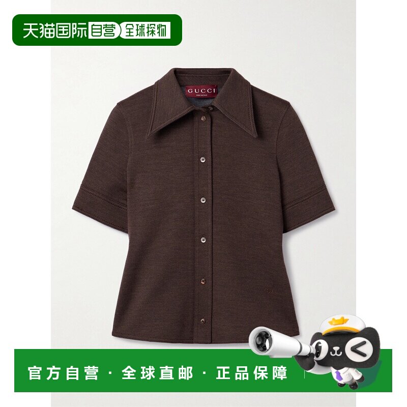 1h可退 香港直邮Gucci 古驰 女士 羊毛针织棉混纺衬衫 836442Z7AX