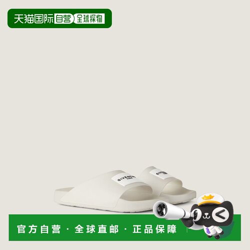 自营欧洲直邮Givenchy纪梵希 Label Slide男士米白色橡胶凉拖凉鞋