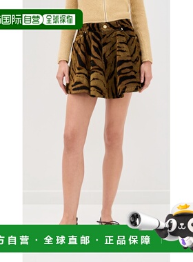 1h可退 香港直邮GANNI 甘尼 女士 Flock 印花牛仔迷你半身裙