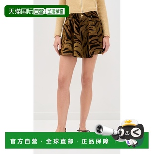 1h可退 香港直邮GANNI 甘尼 女士 Flock 印花牛仔迷你半身裙