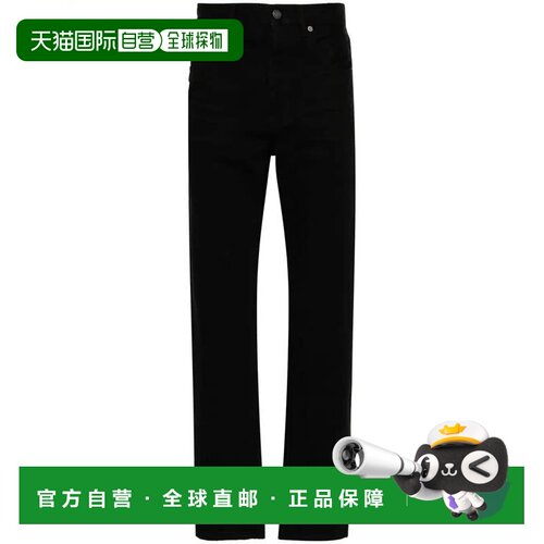 香港直邮Saint Laurent 圣罗兰 男士 黑色棉质直筒宽松牛仔裤 757