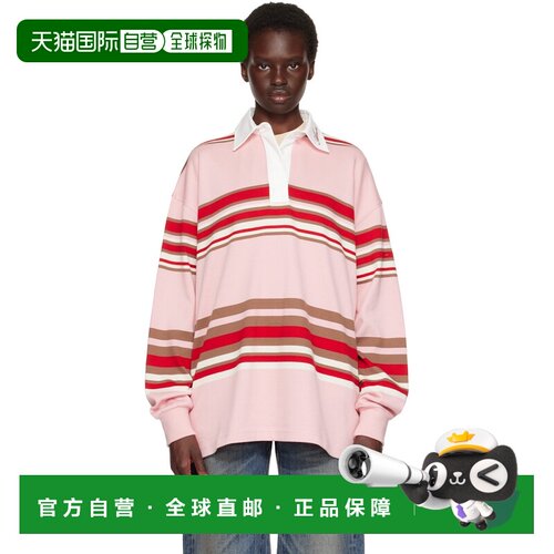 香港直邮AMIRI 女士 粉色 & 红色 Striped Oversized 长袖 Polo