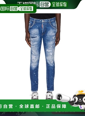 1h可退 香港直邮Dsquared2 二次方 男士 蓝色 Mended Skater 牛仔