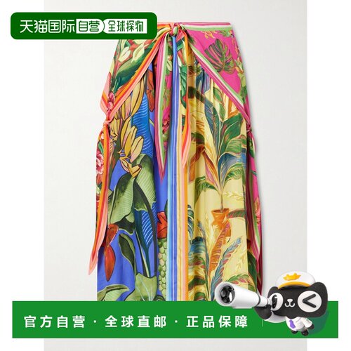 香港直邮FARM RIO 女士 彩虹夏装印花缎面中长半身裙 355529RAINB