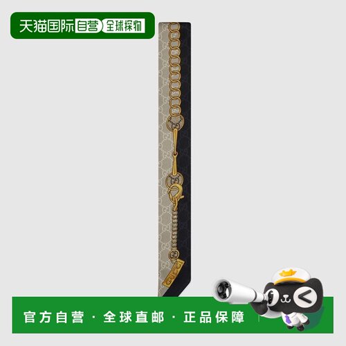 自营欧洲直邮Gucci古驰女士黑色和米色GG真丝领结
