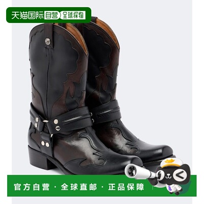 1h可退香港直邮versace 范思哲 女士 Sylvester 皮质牛仔靴子中筒