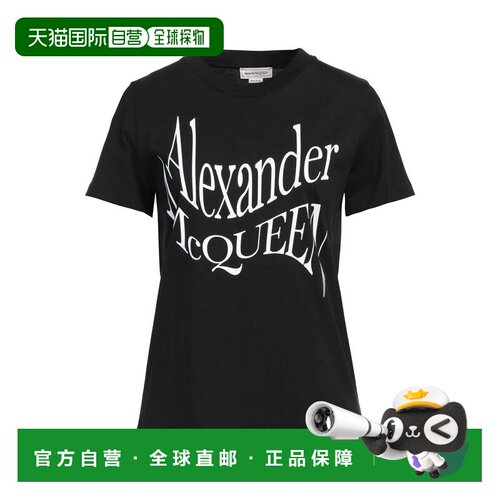 香港直邮mcqueen 亚历山大 麦昆 女士 T恤 black黑色 舒适时尚