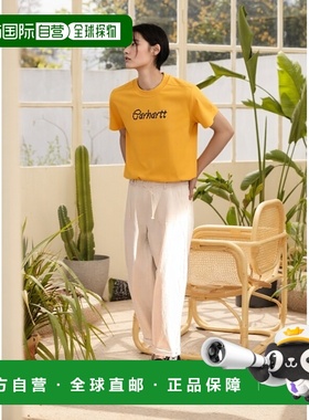 自营欧洲直邮Carhartt Wip 女士黄色棉短袖T恤女款修身针织