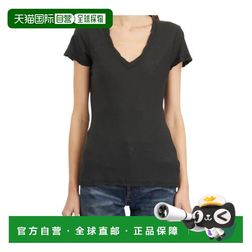 香港直邮James Perse 女士T恤 WUA3695CARBON AW2024 黑色短袖