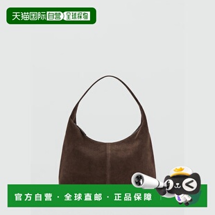 自营欧洲直邮Mango芒果 女士棕色明线细节绒面革单肩包