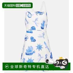 香港直邮FARM 女士 1h可退 RIO 舒 印花亚麻迷你连衣裙 white白色