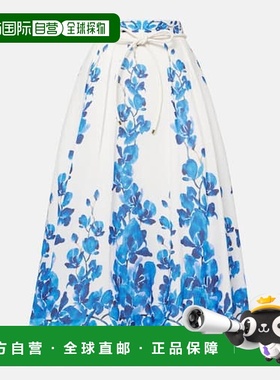 1h可退 香港直邮REBECCA VALLANCE 女士 Blues 兰色花朵中长半身