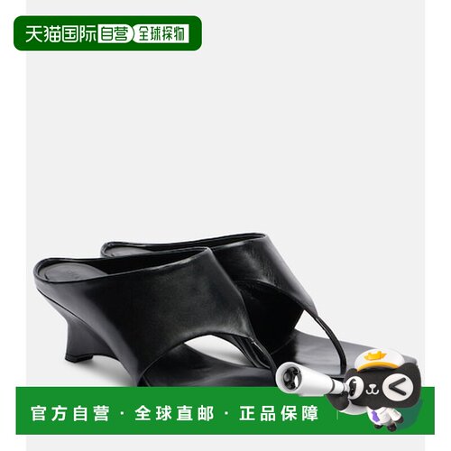 香港直邮KHAITE 女士 Marlow 55 皮质人字拖 black黑色 舒适时尚