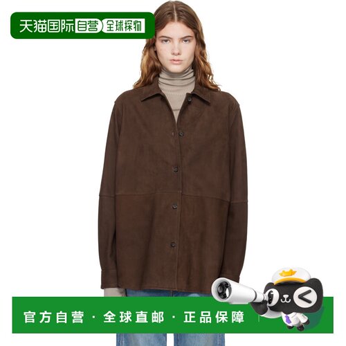 1h可退 香港直邮toteme 女士 棕色 Soft 绒面革夹克 261WRT0707LE