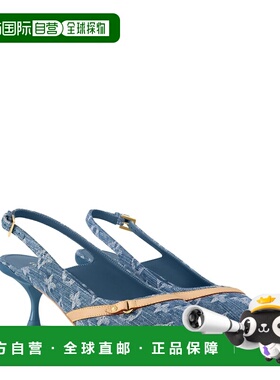 自营欧洲直邮LV路易威登 女士蓝色皮革露跟高跟鞋