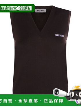 1h可退 香港直邮Miu Miu 缪缪 女士 巧克力色羊毛背心 MMV209SOOO