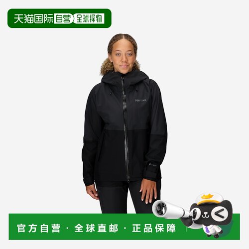 自营欧洲直邮Marmot土拨鼠 Seeker女士黑色尼龙防水夹克外套