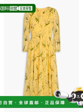 香港直邮CAROLINA HERRERA 女士 印花真丝乔其纱中长连衣裙 11N50