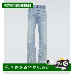 男士 001354 香港直邮AMIRI 花朵直筒牛仔裤 blue蓝色 舒适时尚