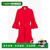 香港直邮FARM RIO 女士 1h可退 束带马德拉刺绣棉质迷你连衣裙