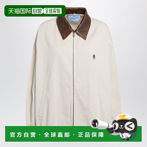 香港直邮Prada 普拉达 女士 GARMENTDYED OLD 华达呢刺绣套头上衣