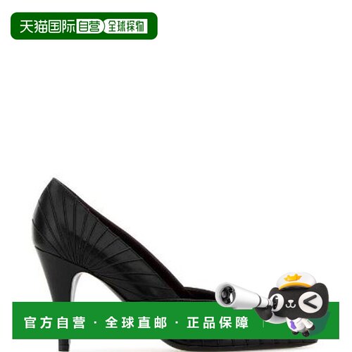 香港直邮versace 范思哲 女士 黑色金色皮质平底鞋 10238371A1762