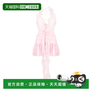 徽標(biāo)連衣裙 香港直郵Blumarine P344A015A真絲吊帶掛脖荷葉邊