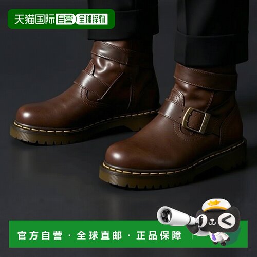 欧洲直邮Dr. Martens马丁博士鞋子女长筒靴棕色Anistone Strap Hi