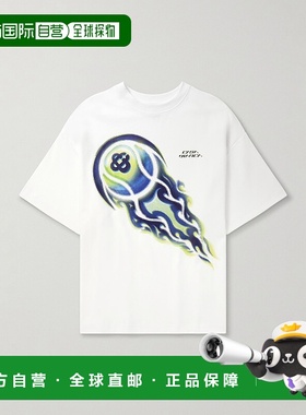 1h可退 香港直邮Casablanca 男士 Flaming 网球舞会宽松款印花棉T