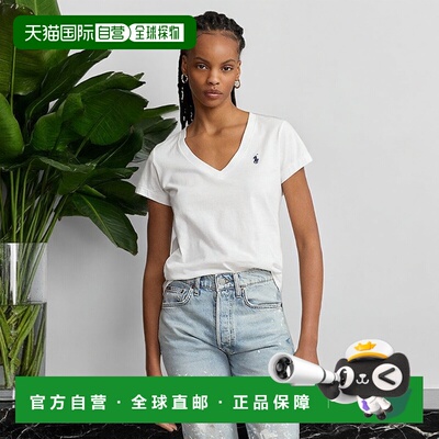 欧洲直邮RalphLauren拉夫劳伦 PoloV领女装宽松修身针织短袖T恤