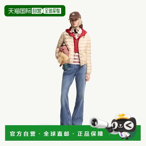 自营欧洲直邮MONCLER盟可睐 Lans女士浅米色尼龙可收纳短款羽绒服