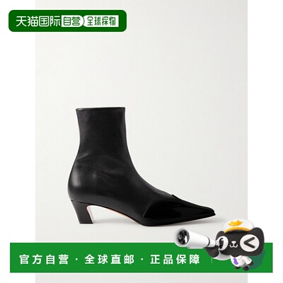 1h可退 香港直邮KHAITE 女士 Nevada 漆皮修饰皮质短靴 F1068971