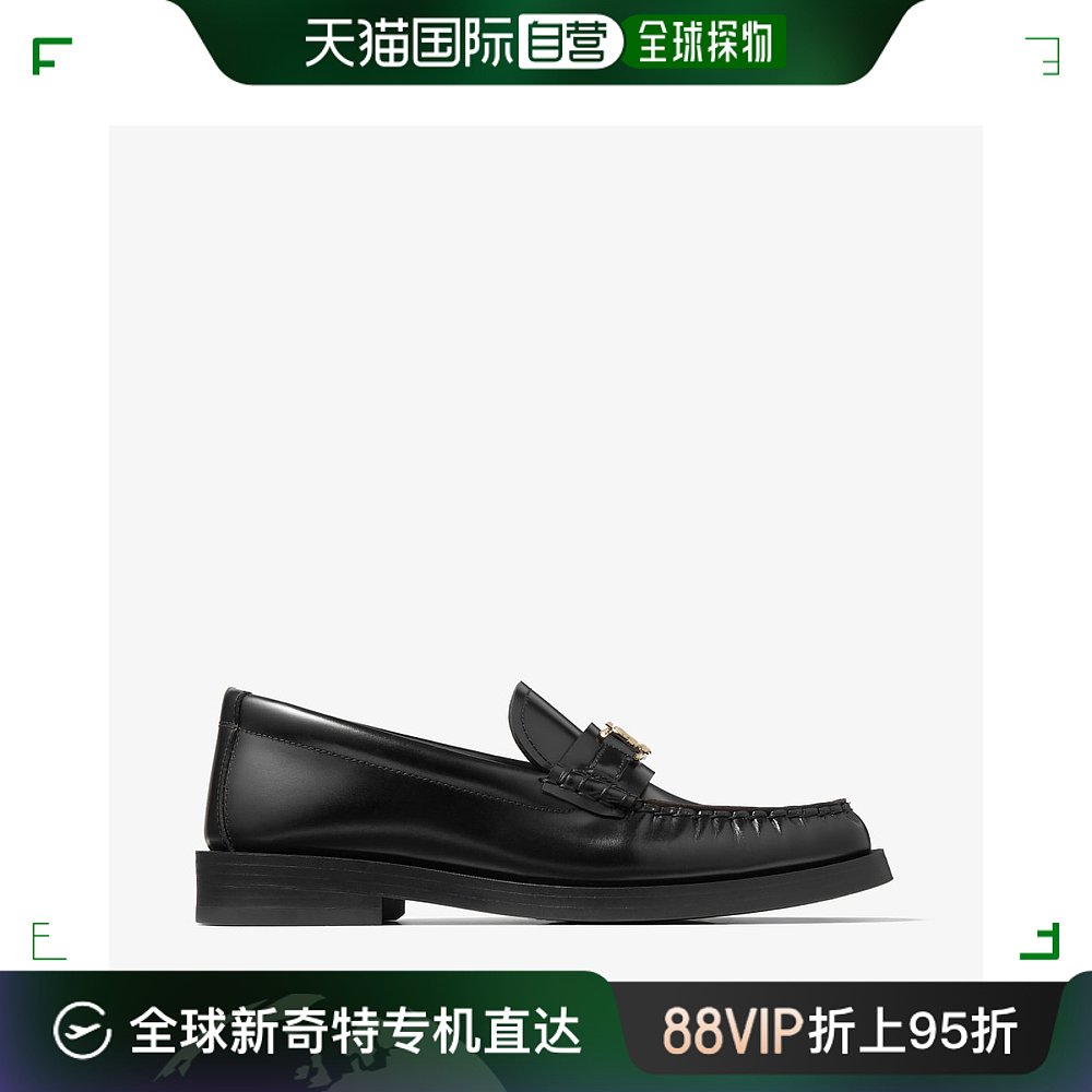 欧洲直邮JIMMY CHOO Addie Loafer_JC徽标黑色和奶油色咖啡色小