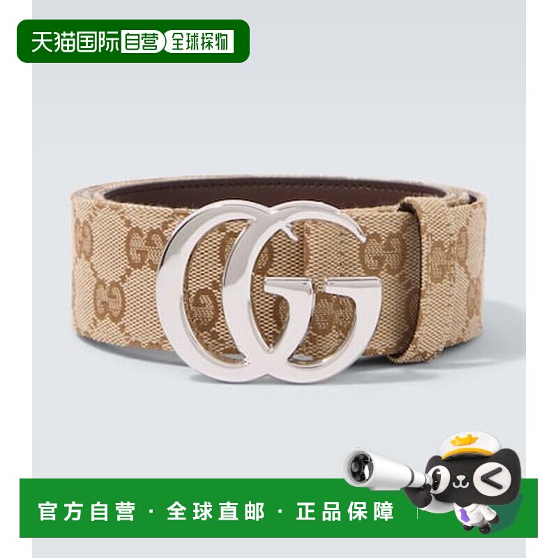 1h可退香港直邮Gucci 古驰 男士 Marmont GG 帆布平面皮带腰带图片