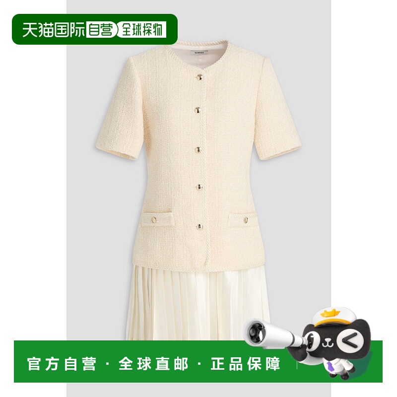 1h可退 香港直邮Sandro 女士 缎面拼块棉混纺花呢迷你连衣裙 SFPR