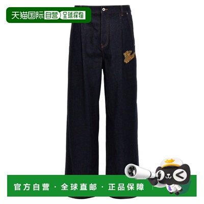 1h可退 香港直邮off-white 男士 蓝色 90's Logo 牛仔裤 OMYA185S