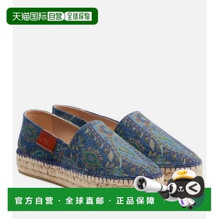 香港直邮Etro blue蓝色 艾特罗 印花帆布面凉鞋 舒适 女士 1h可退
