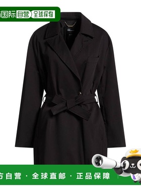 1h可退 香港直邮Blumarine 蓝色情人 女士 双排扣大衣 black黑色