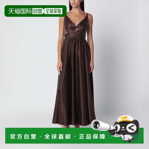香港直邮ZIMMERMANN 女士 橄榄绿绿色垂褶真丝长款连衣裙 5396DF2