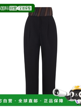 1h可退 香港直邮alaia 女士 黑色束带羊毛长裤 AA9P1302T612C