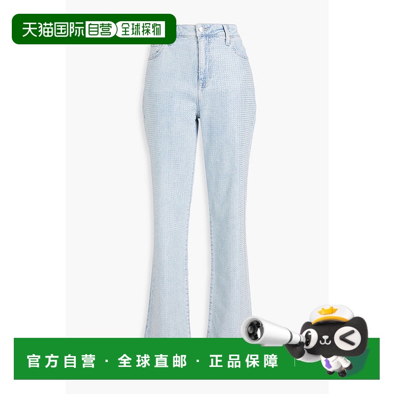 香港直邮Simkhai 女士 Liam 水晶装饰高腰直筒牛仔裤 6234033DMIN
