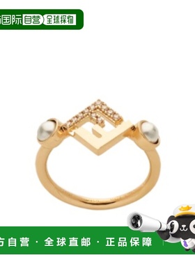 香港直邮Fendi 珍珠水晶金色金属戒指 8AL312A8SJ