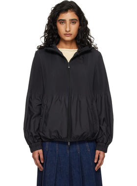 1h可退 香港直邮Moncler 盟可睐 女士 黑色 Anemone Pleated 连帽