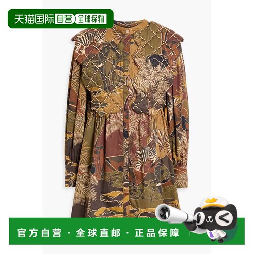 香港直邮FARM RIO 女士 串珠精饰印花棉质府绸迷你连衣裙 325459S