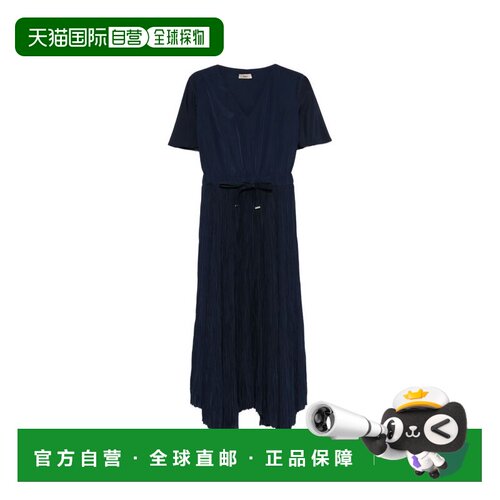 香港直邮Herno 女士 BLU 褶裥中长抽绳连衣裙 AB000084D12891