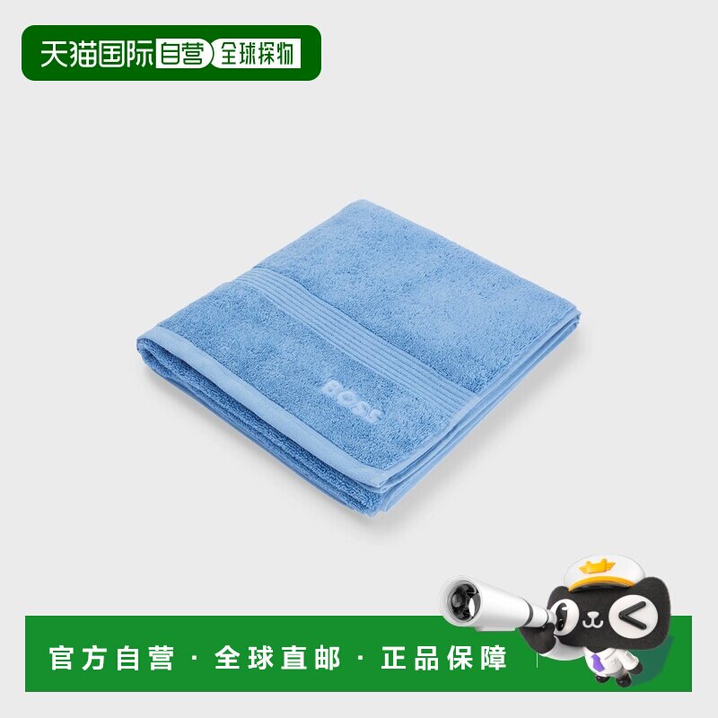 欧洲直邮HUGO BOSS雨果 LOFT男女通用蓝色棉质提花浴巾