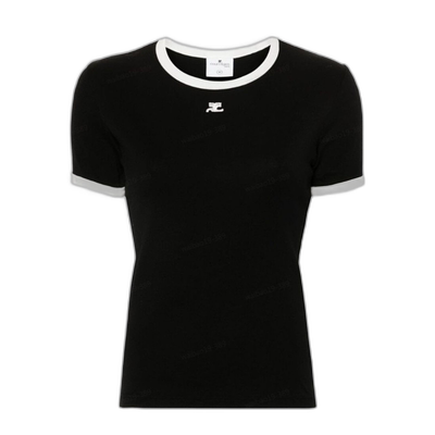 香港直邮Courreges 短袖T恤 VESJTS017JS0070下摆针织衫